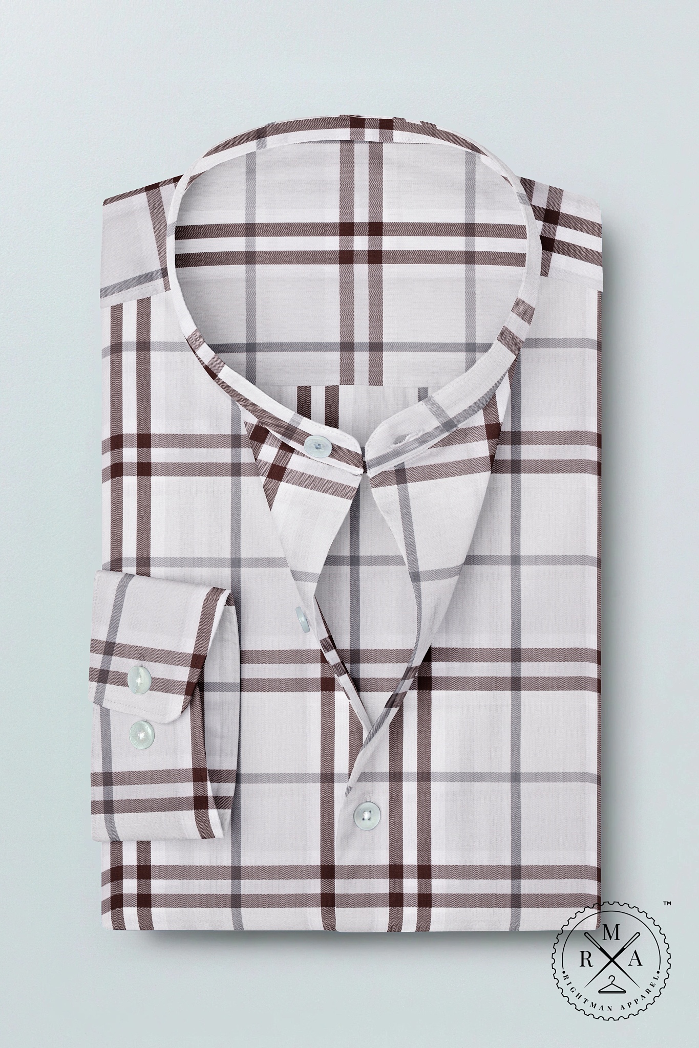 Majestic Brown Plaid Cotton Shirt SH212